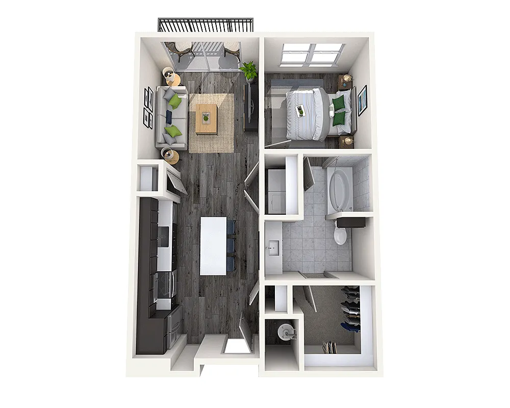 Floor plan One Bedroom A1B