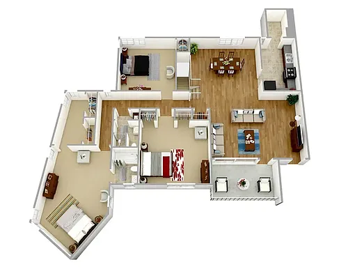 Floor plan 3 Bedroom, 2 Bathroom