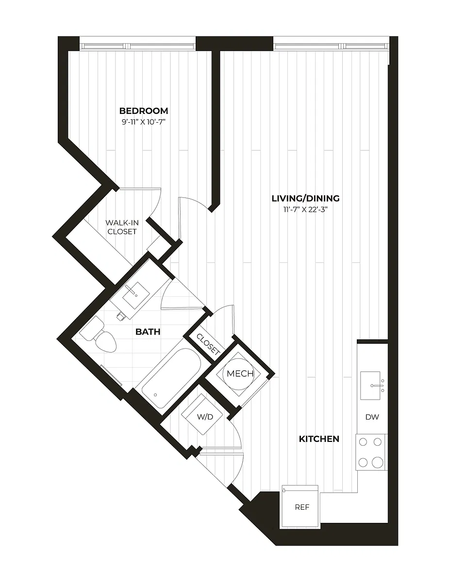 Floor plan 1 Bed/1 Bath-U08