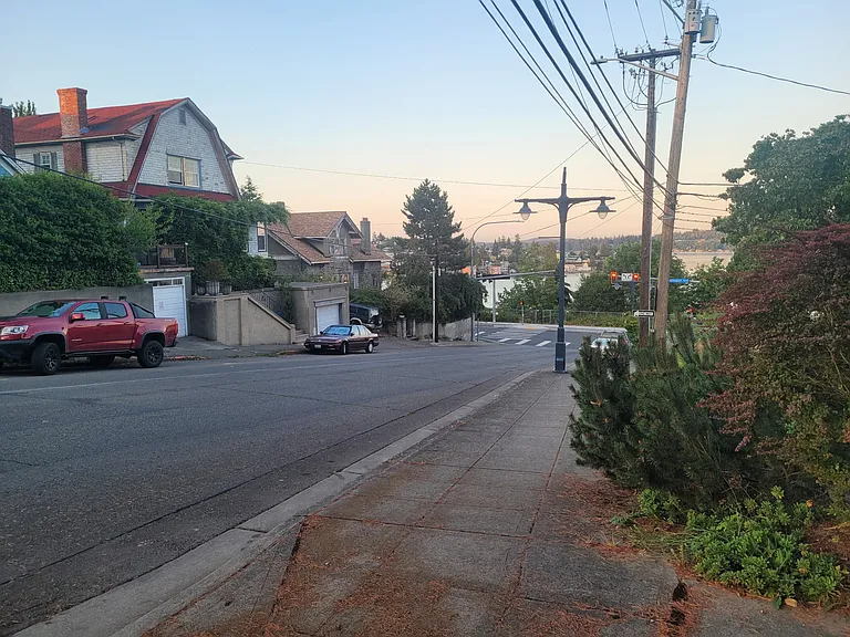 View looking from the front of the house facing west towards 6th and Washington.