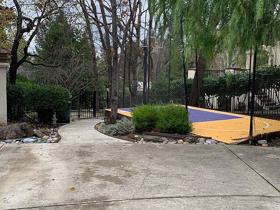 Basketball court with LED lighting and nets