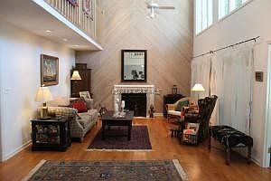 Living Room with cathedral ceiling