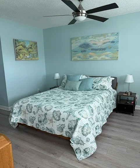 Primary bedroom with queen bed.
