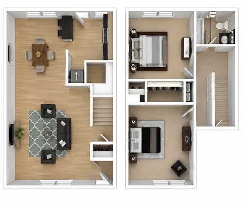 Floor plan 2 Bedroom Townhome