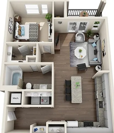 One Bedroom, 763 sqft, Full-Sized Washer/Dryer, Patio/Balcony, Walk-in Closet, Garden Tub One Bedroom, 763 sqft, Full-Sized Washer/Dryer, Patio/Balcony, Walk-in Closet, Garden Tub