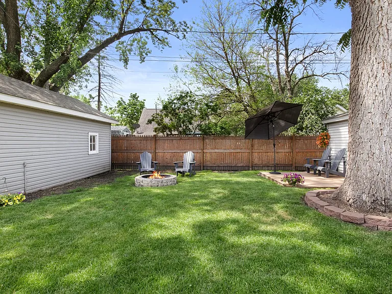 Backyard firepit with seating