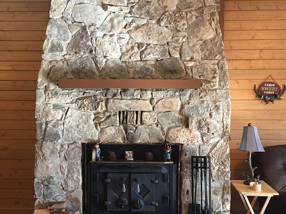 Giant stone fireplace