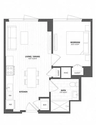 Floor plan 1 Bed/1 Bath-a6