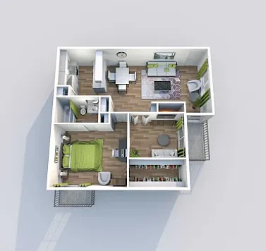 Floor plan 1 Bedroom 1 Bathroom