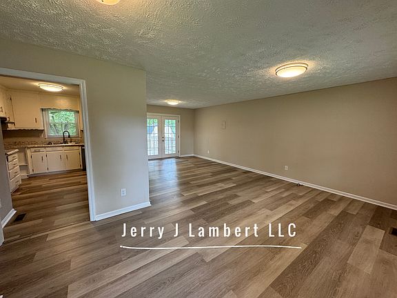 Family room and view into kitchen