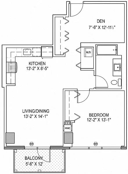 Floor plan One Bedroom With Den a2