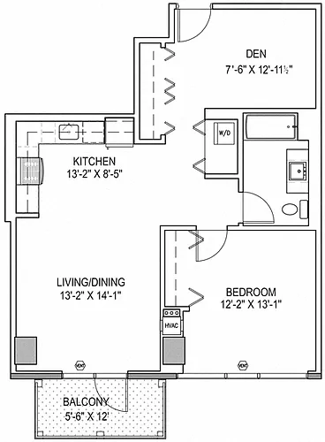 Floor plan One Bedroom With Den a2