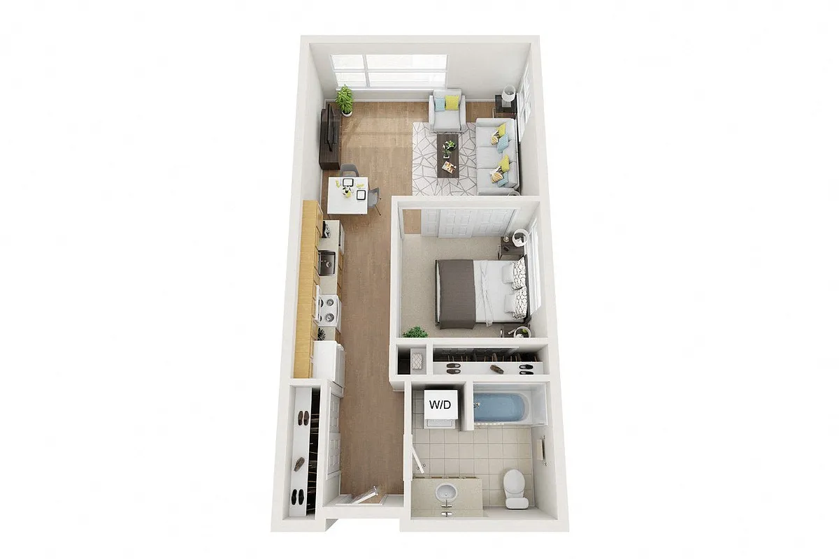 Floor plan 1 bed, 1 Bath Open O2