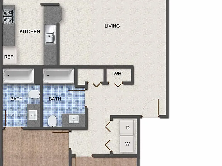 2 Bedroom, 2 Bath Floorplan 2 Bedroom, 2 Bath Floorplan