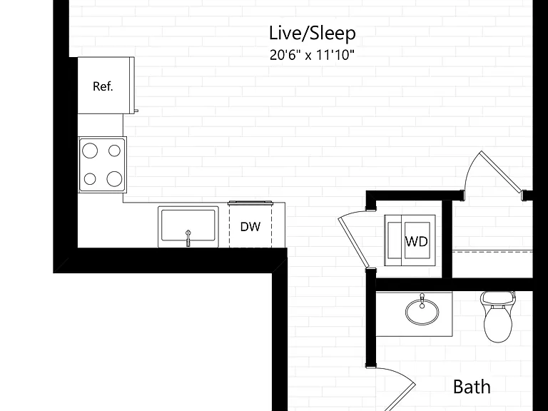A - Studio floor plan The Charlie Santa Monica