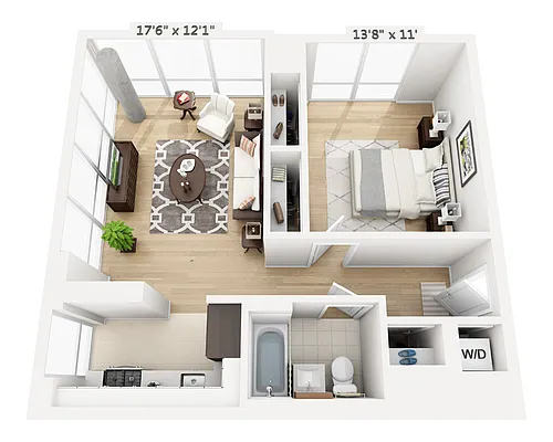 Floor plan One Bedroom (A1C-805)