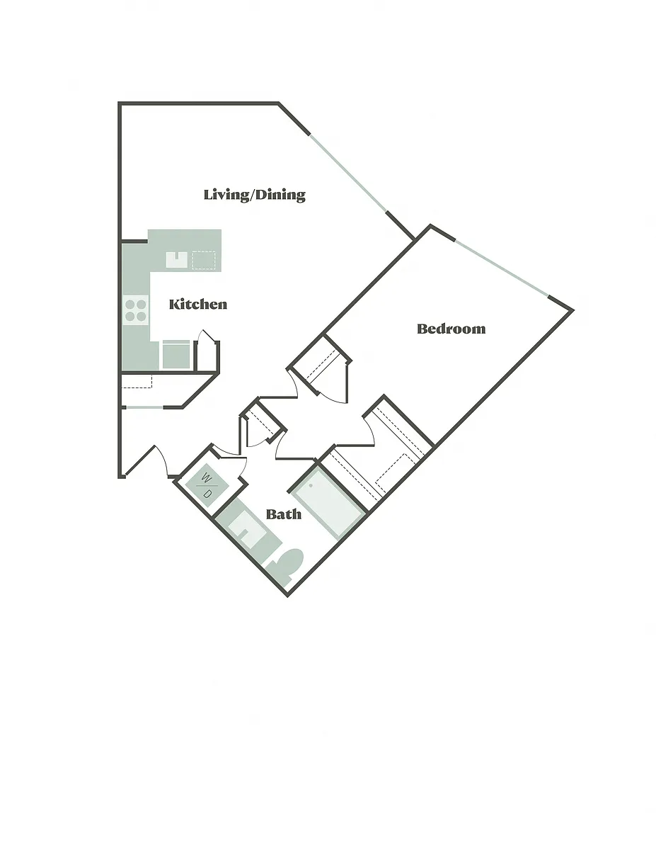 Floor plan 1 Bed/1 Bath E