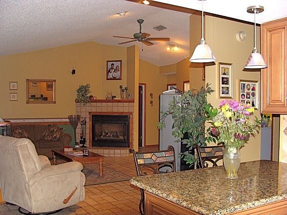 Large, Open Living Room with gas fireplace