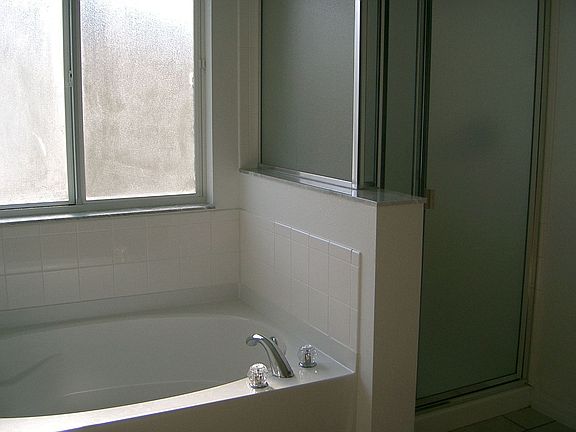 Master bath with large soaker tub and separate shower