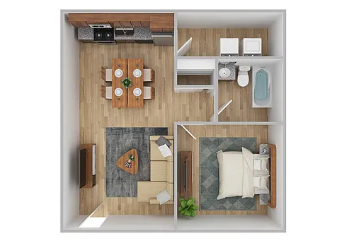 Floor plan 1 Bedroom/1 Bath