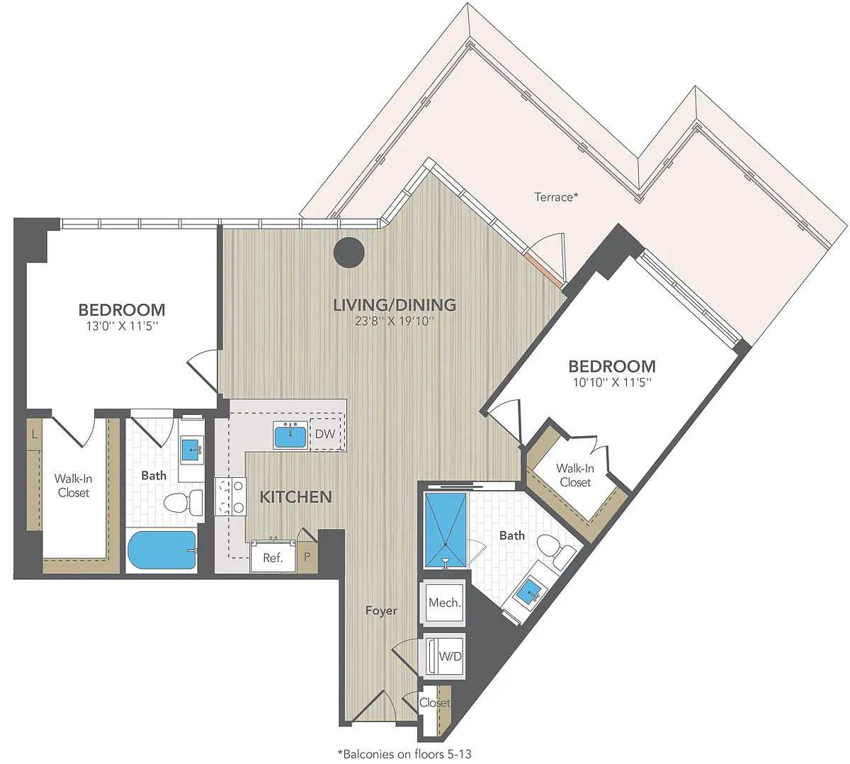 Floor plan 2 Bed 2 Bath Small