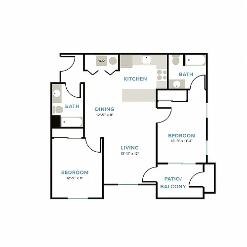 Floor plan Nisqually 2x2 B2