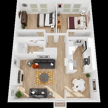 Floor plan 2 bedroom 1 bathroom