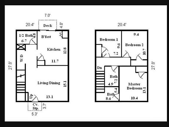An efficient layout makes this 1200 square ft, 3 bedroom 2.5 bath live large!