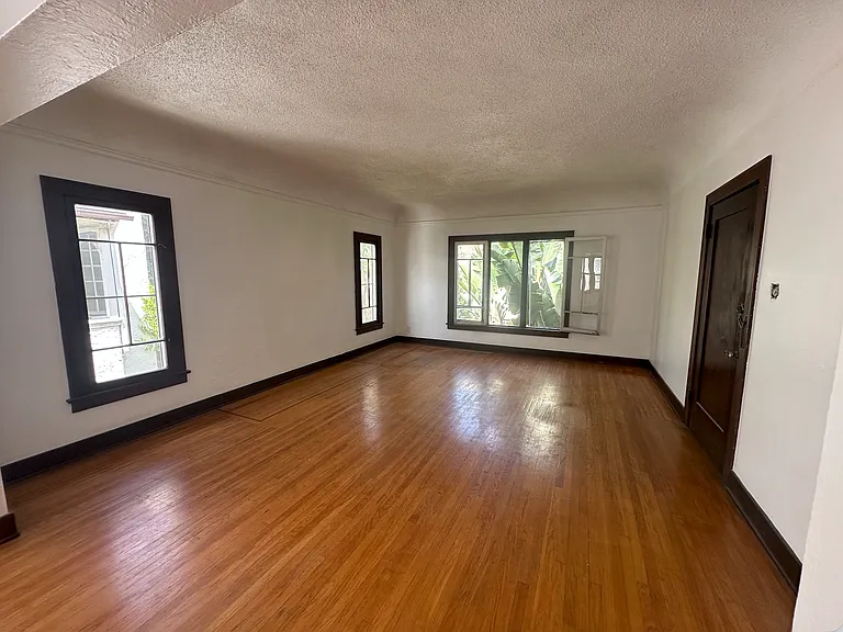 Living Room windows look out on Sycamore Avenue