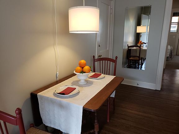 Dining table expands to seat 4.