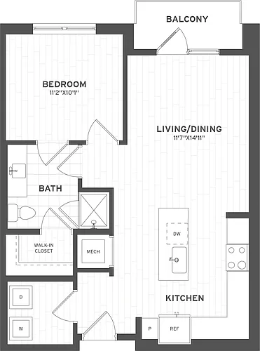 Floor plan 1 Bed/1 Bath-A2.3