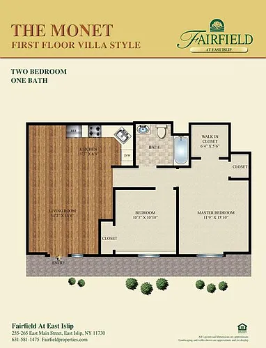Floor plan THE MONET-Two Bedroom Villa Style
