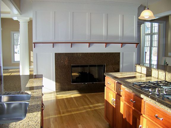 Double-Sided Fireplace in Kitchen