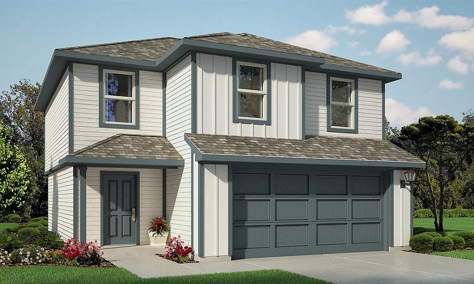 Front Elevation-D.R. Horton''s Davis floor plan elevation-W -All Home and community information, including pricing, included features, terms, availability and amenities, are subject to change at any time without notice or obligation. All Drawings, pictures, photographs, video, square footages, floor plans, elevations, features, colors and sizes are approximate for illustration purposes only and will vary from the homes as built.