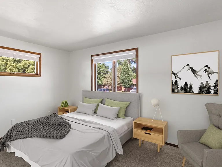 Bedroom 3. This image shows a virtually furnished space. Bedrooms come unfurnished.