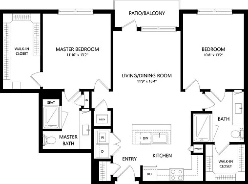 Floor plans are artist's rendering. All dimensions are approximate. Actual product and specifications may vary in dimension or detail. Not all features are available in every apartment. Prices and availability are subject to change. Floor plans are artist
