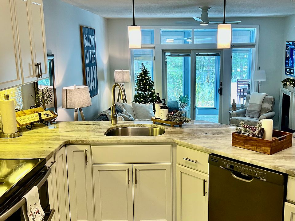 Kitchen overlooks living area