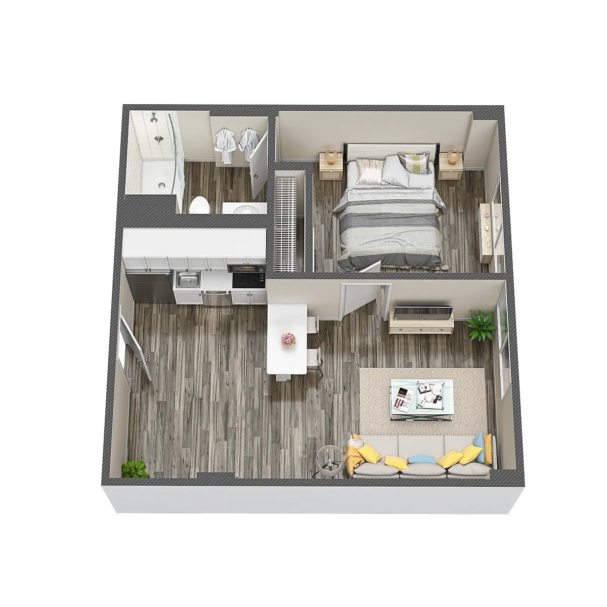 Floor plan 1 Bedroom West Tower Deluxe