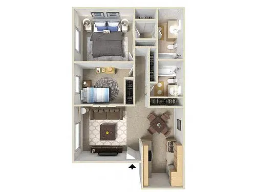 Floor plan 2 Bedroom 2 Bath PR