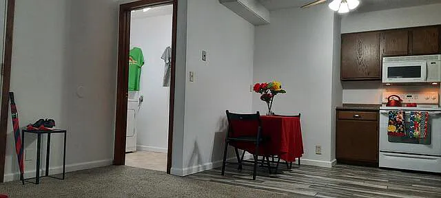 ... the kitchen and eating area is open to the living room...