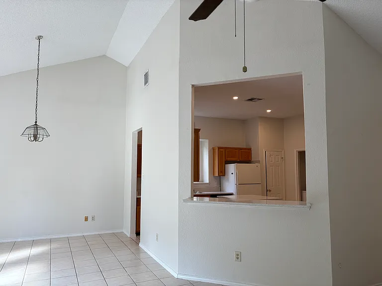 View of kitchen from living room