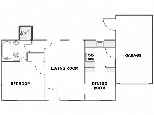 Floor plan 1 Bed / 1 Bath: Type A