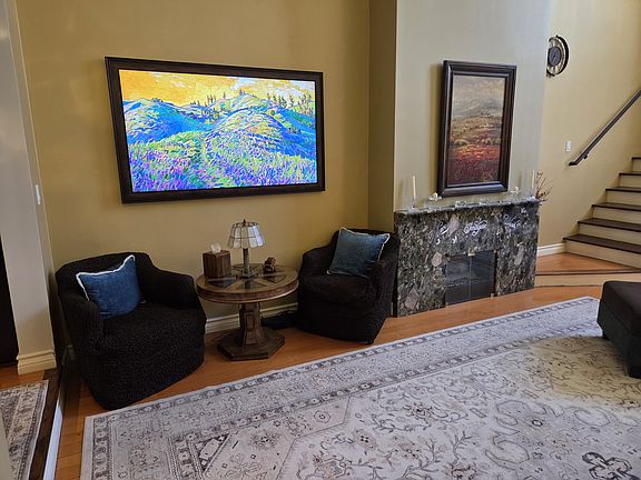 TV and fireplace