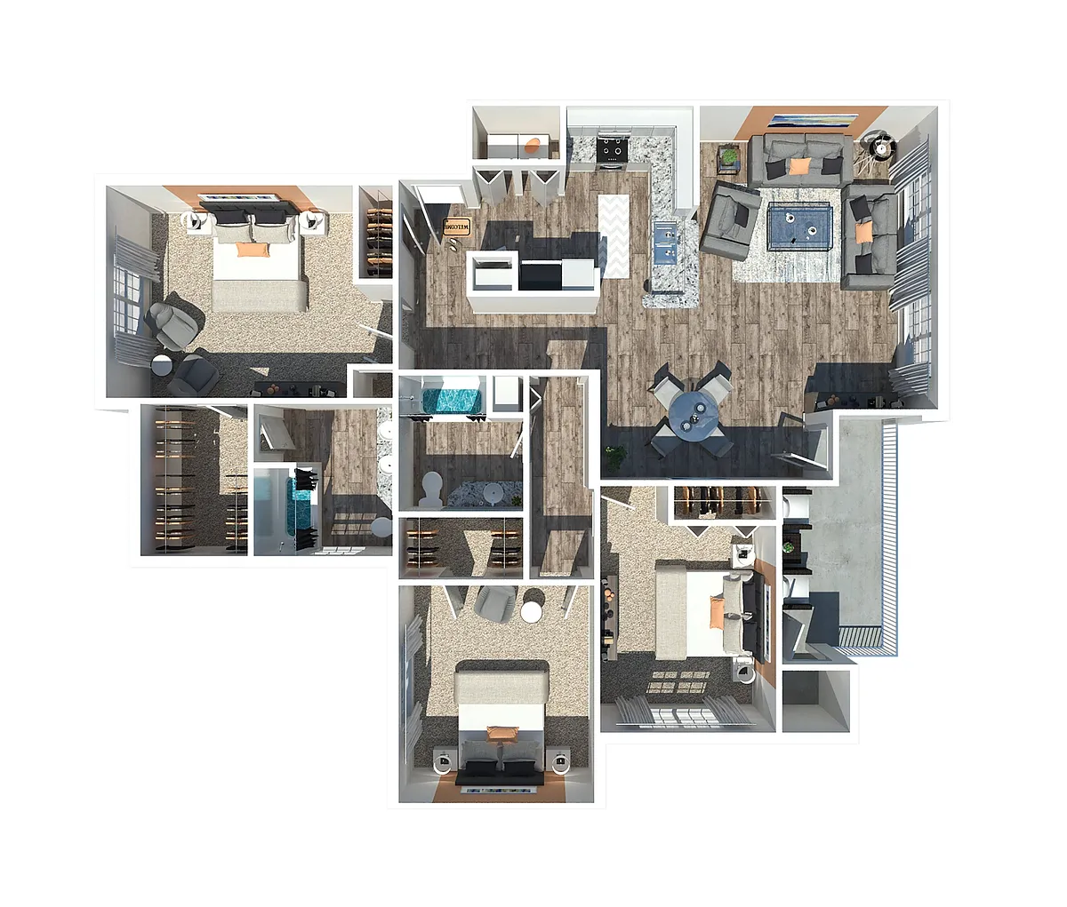 Floor plan 3 Bedroom 2 Bath