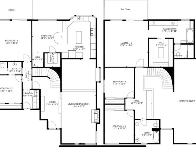 5027 Via Papel, University City district, San Diego, Floor Plan - 4 bedroom, 3 bath, and 2 car garage.