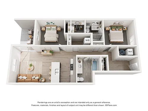 Floor plan Flat 2 Bedroom 2 Bathroom Lower with Garage