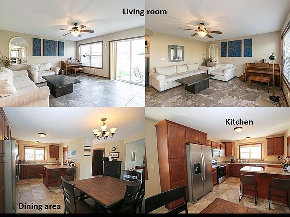 Main floor. Open floorplan with tile floor.