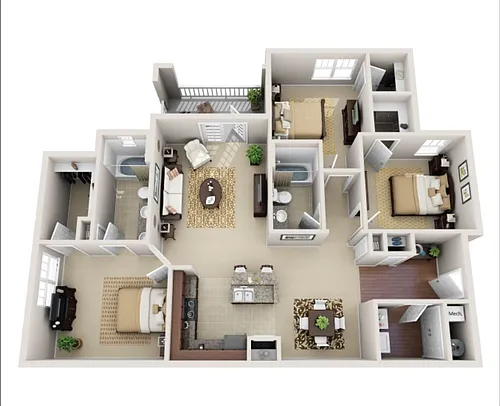 Floor plan 3 Bed 2 Bath