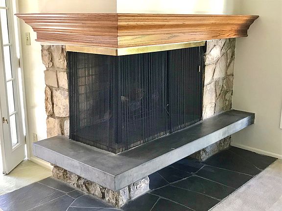 Original stone fireplace