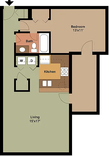 Floor plan 1 Bed 1 Bath
